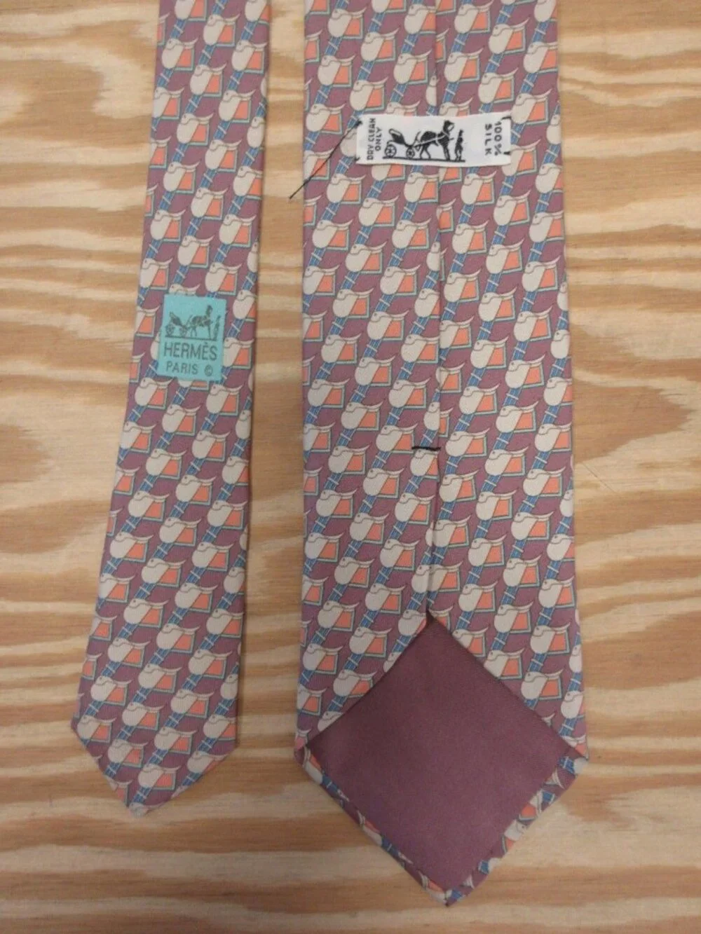 VINTAGE Hermes Neck Tie Silk Equestrian Woven Made in France 7144 FA